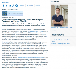 orthopaedic surgeon in Dallas, plantar fasciitis, non-surgical treatments for plantar fasciitis, Dr. Straus