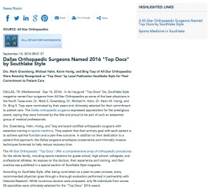 Drs. Greenberg, Hahn, Honig, and Tsay Named “Top Docs